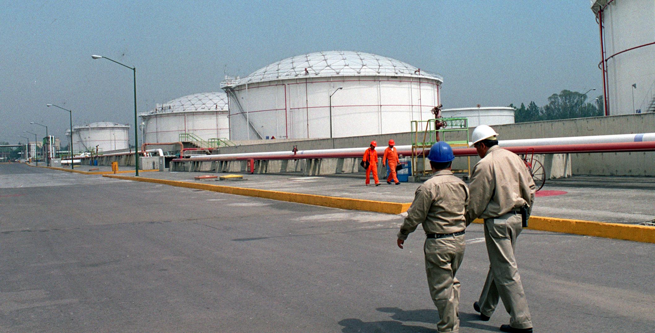 Workers on the walk at Pemex facility in Mexico
