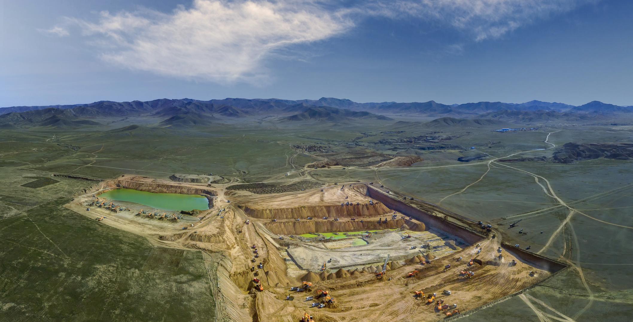 Open pit gold mine in Mongolia