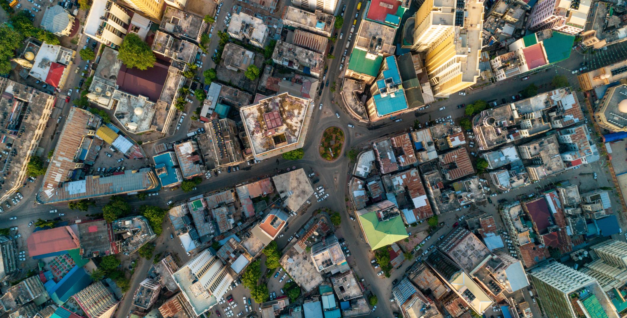 Overhead view of city